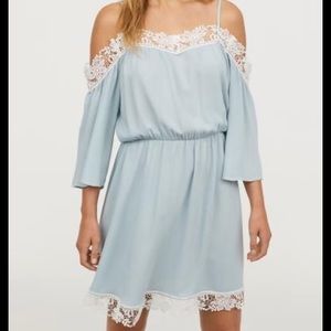 H&M Dusky Blue Cold Shoulder Dress